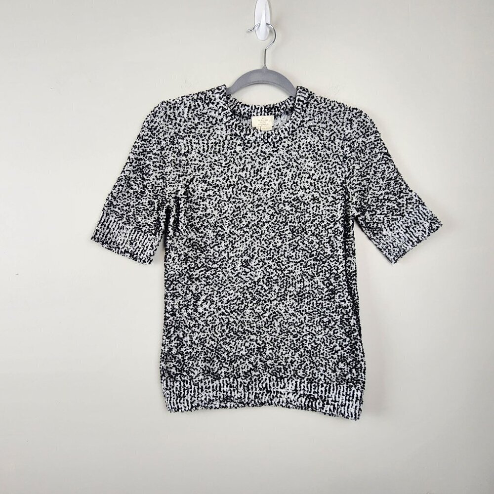 Kate Spade New York sz S women knit short sleeve shirt sweater black white - Picture 2 of 10